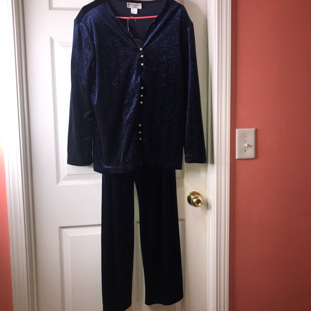 Karin Stevens Two Piece Jacket & Pants Velvet Suit